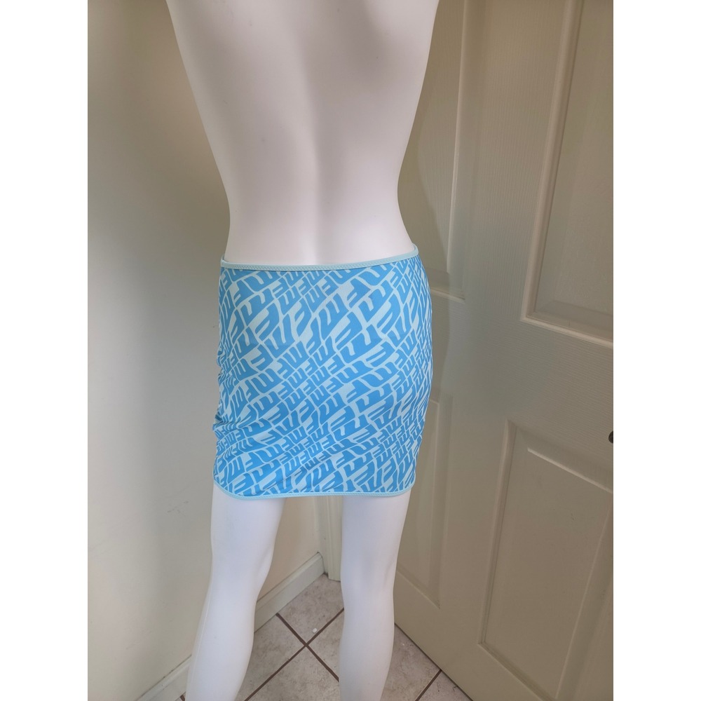 White Fox Boutique Blue Monogram Mesh Mini Skirt Womens Size‎ Small Bodycon WF